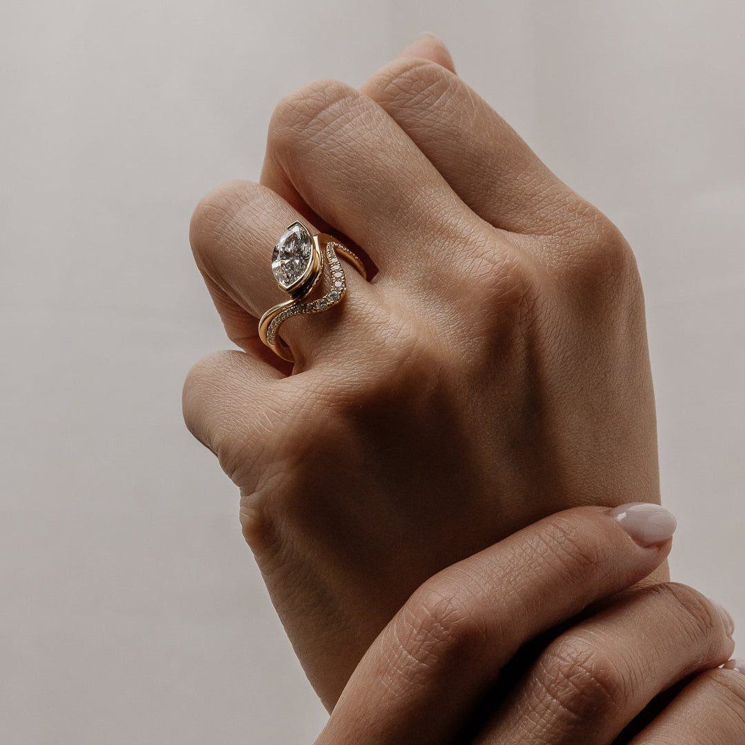 0.28 TCW Round Lab Grown Diamond Curved Pave Wedding Band