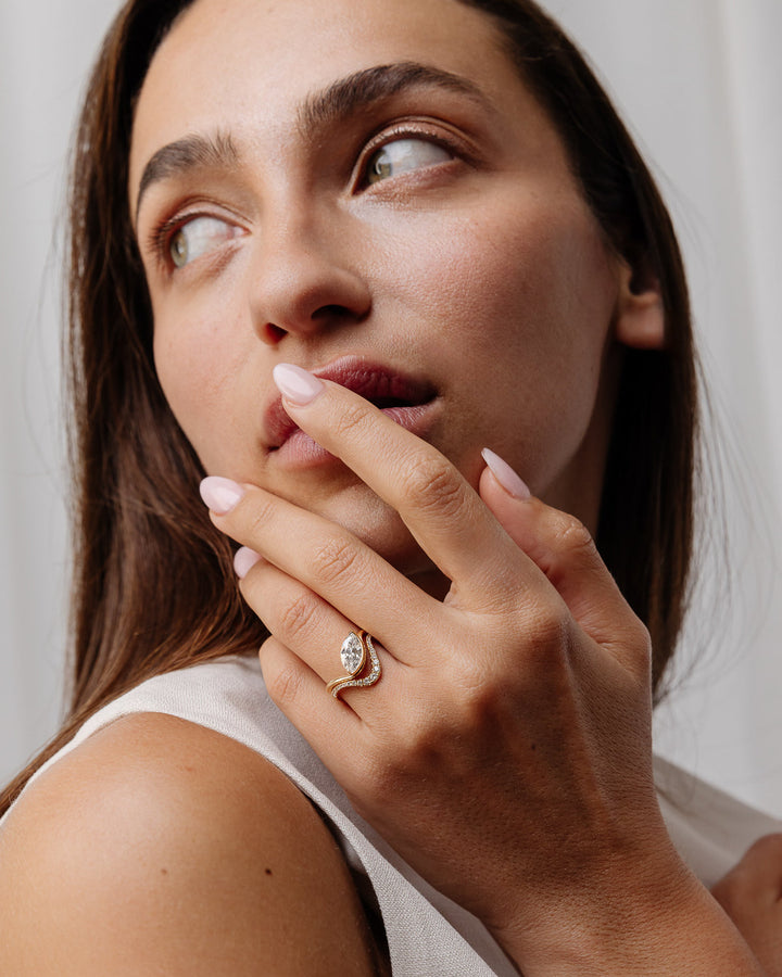 0.28 TCW Round Lab Grown Diamond Curved Pave Wedding Band