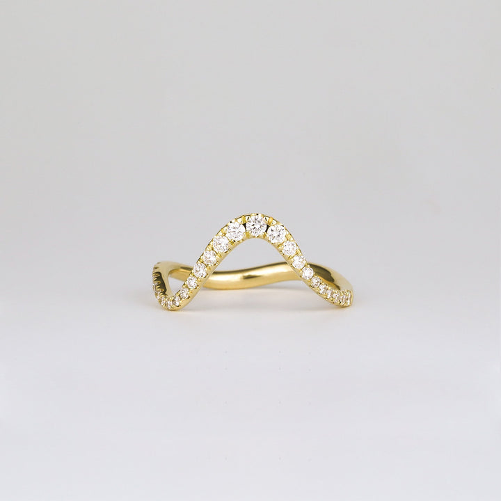 0.28 TCW Round Lab Grown Diamond Curved Pave Wedding Band