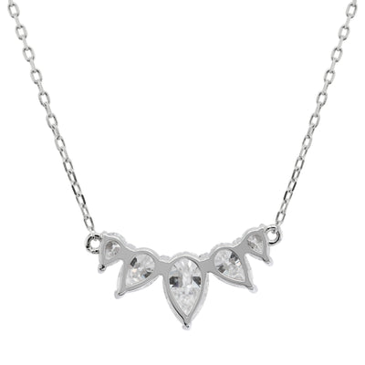 Five Stone Pear Shaped Diamond Moissanite Necklace For Women
