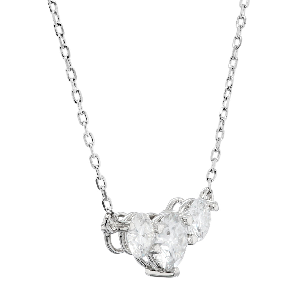 Three Stone Round Shape Diamond Moissanite Necklace