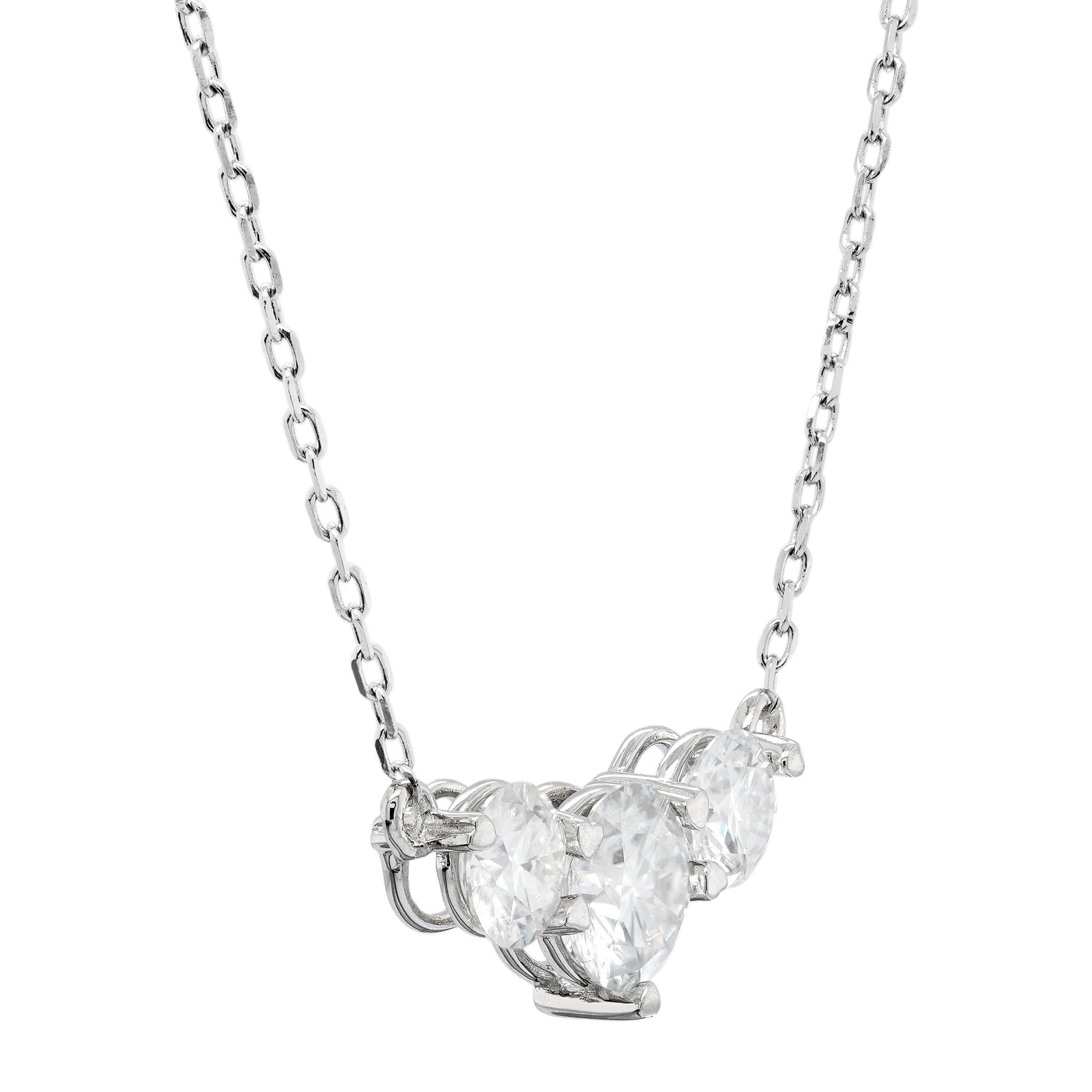 Three Stone Round Shape Diamond Moissanite Necklace