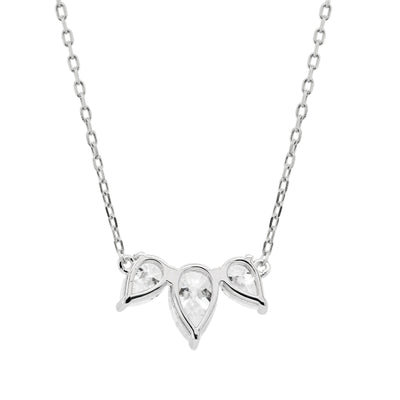 Three Stone Pear Shape Diamond Moissanite Necklace