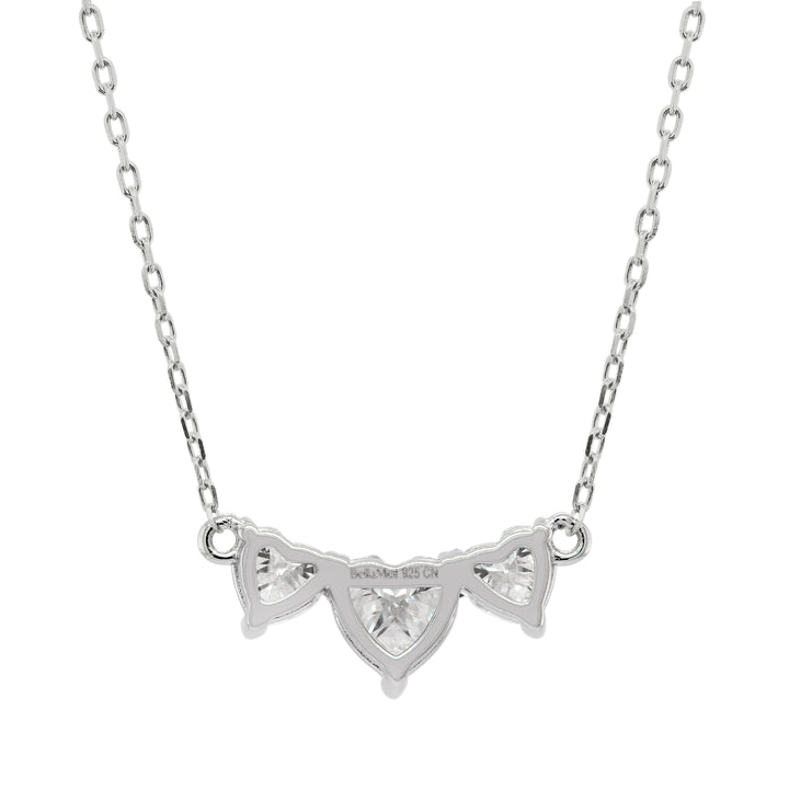 Three Stone Heart Shape Diamond Moissanite Necklace