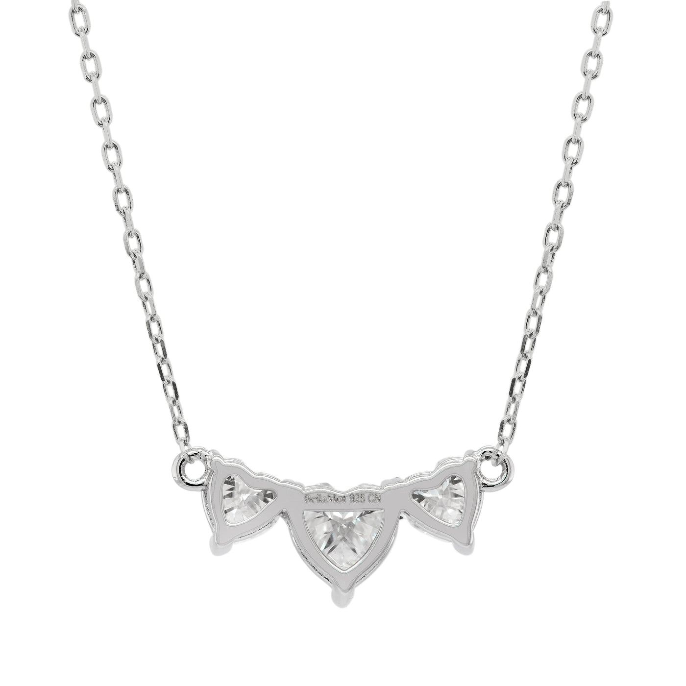 Three Stone Heart Shape Diamond Moissanite Necklace