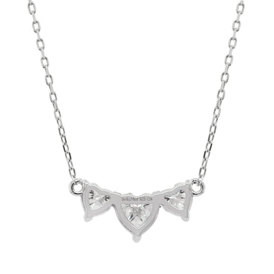 Three Stone Heart Shape Diamond Moissanite Necklace
