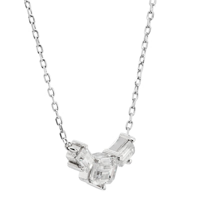 Three Stone Emerald Cut Diamond Moissanite Necklace