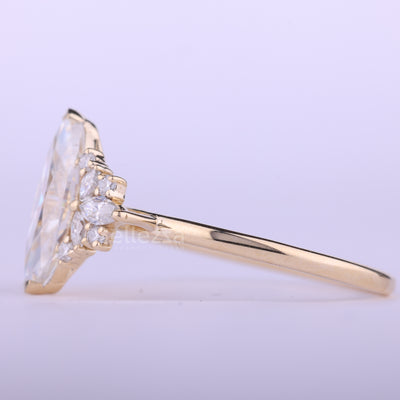 2.50CT Marquise Cut Cluster Diamond Moissanite Engagement Ring