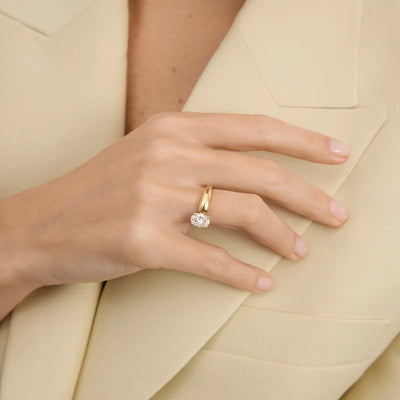 1.25CT Oval Cut Gold Solitaire Moissanite Engagement Ring