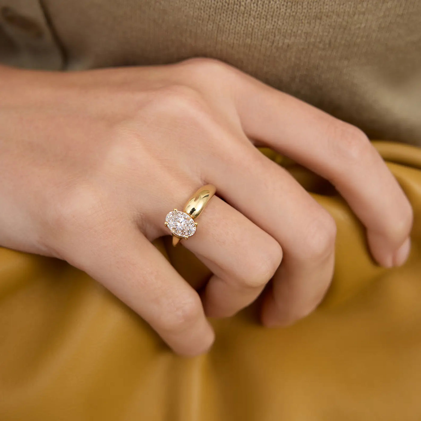 1.25CT Oval Cut Gold Solitaire Moissanite Engagement Ring