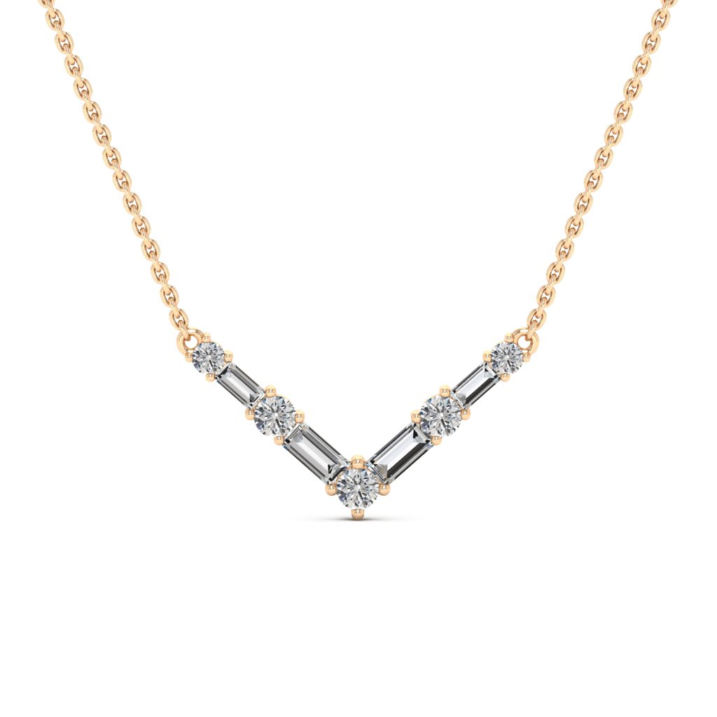 Round Cut V Shape Diamond Vera Moissanite Necklace For Her