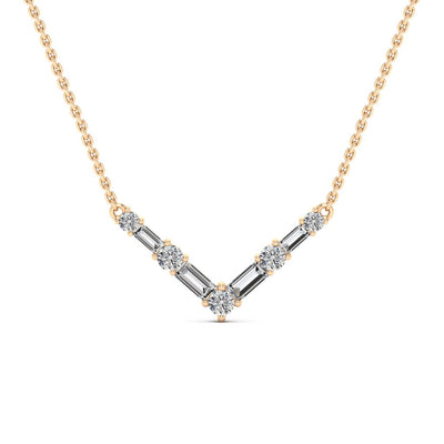 Round Cut V Shape Diamond Vera Moissanite Necklace For Her