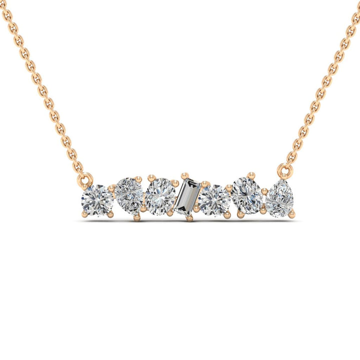 Round & Emerald Cut Diamond Moissanite Leia Necklace