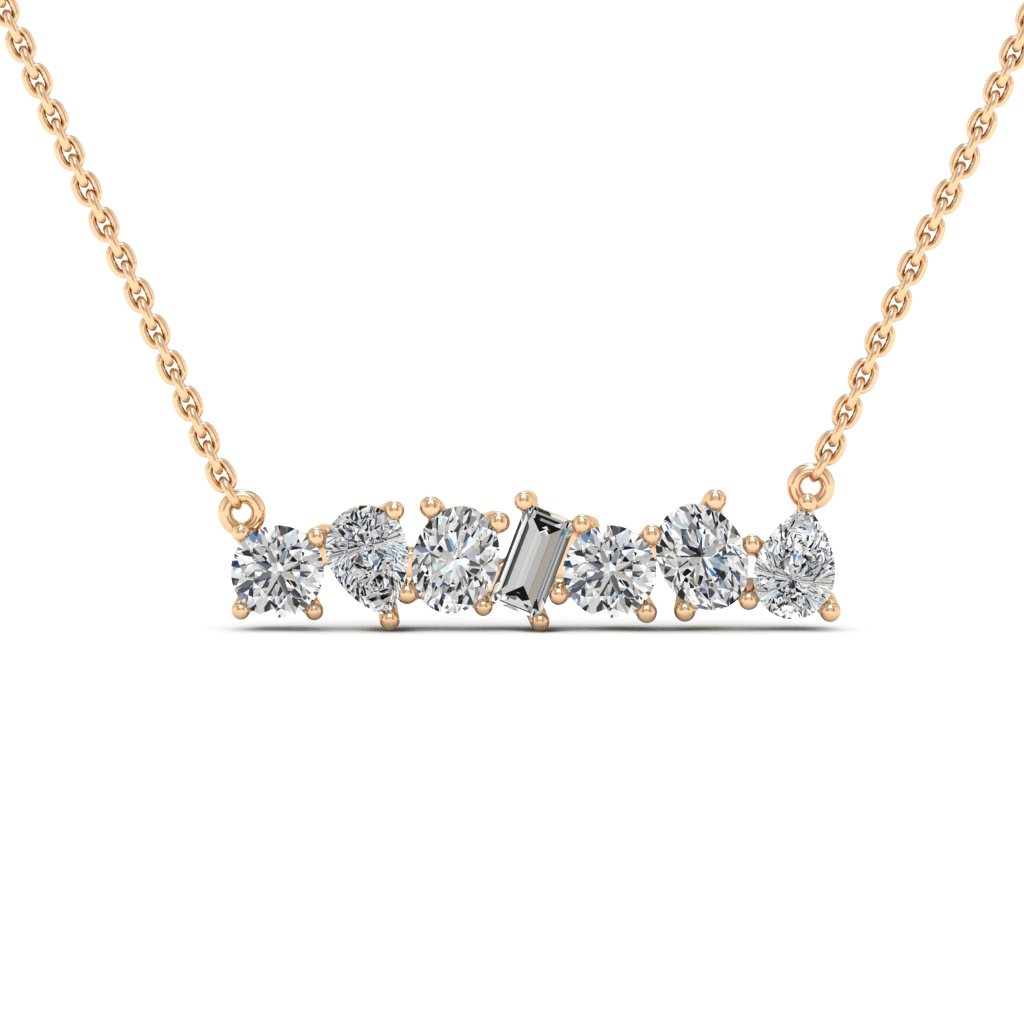 Round & Emerald Cut Diamond Moissanite Leia Necklace