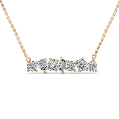 Round & Emerald Cut Diamond Moissanite Leia Necklace