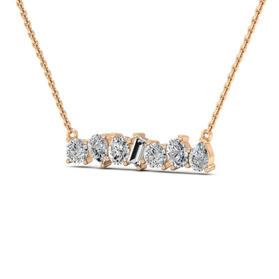 Round & Emerald Cut Diamond Moissanite Leia Necklace