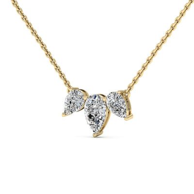 Three Stone Pear Shape Diamond Moissanite Necklace