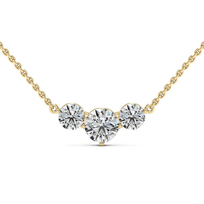 Three Stone Round Shape Diamond Moissanite Necklace