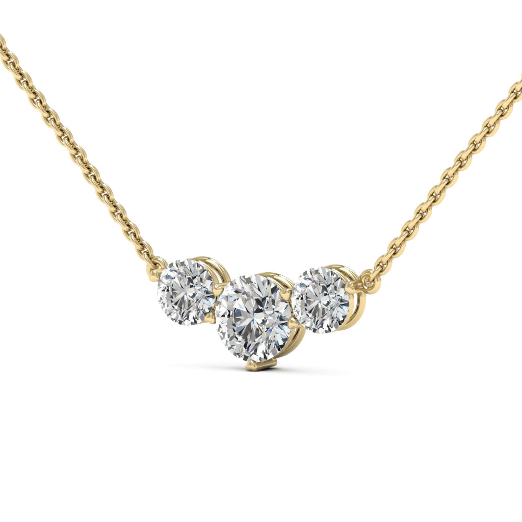 Round Cut Diamond Moissanite Pendant Necklace In White Gold