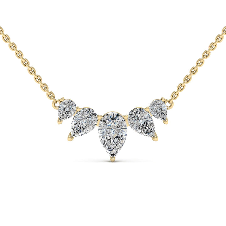 Five Stone Pear Shaped Diamond Moissanite Necklace For Women