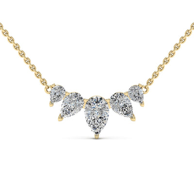Five Stone Pear Shaped Diamond Moissanite Necklace For Women