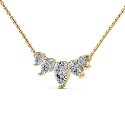 Five Stone Pear Shaped Diamond Moissanite Necklace For Women