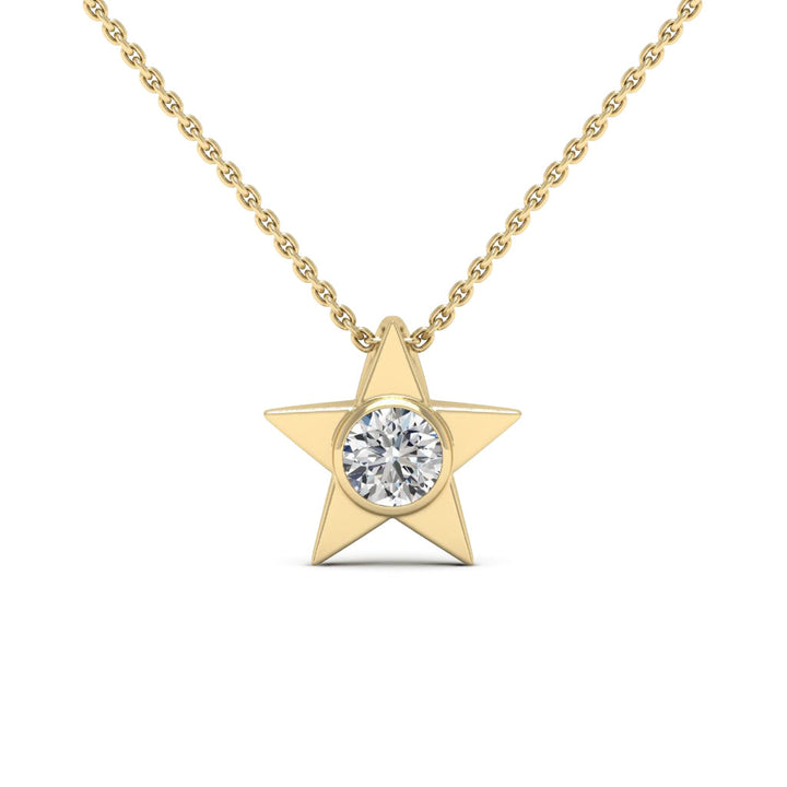 Round Cut Diamond Moissanite Star Pendant Necklace