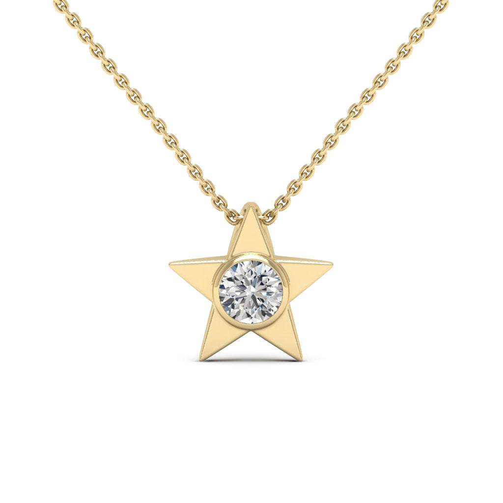 Round Cut Diamond Moissanite Star Pendant Necklace