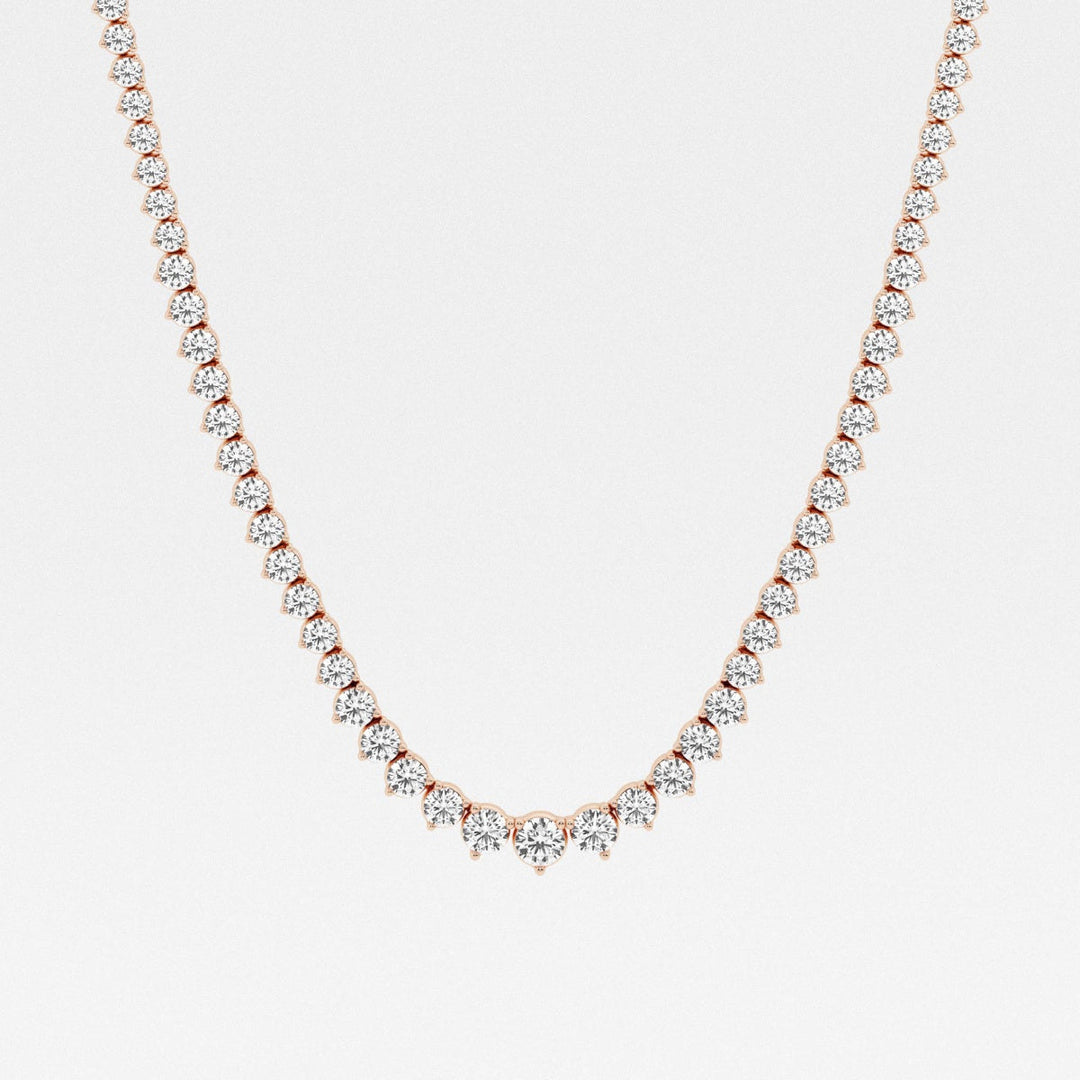 Round Cut Moissanite Riviera Diamond Tennis Necklace In White Gold