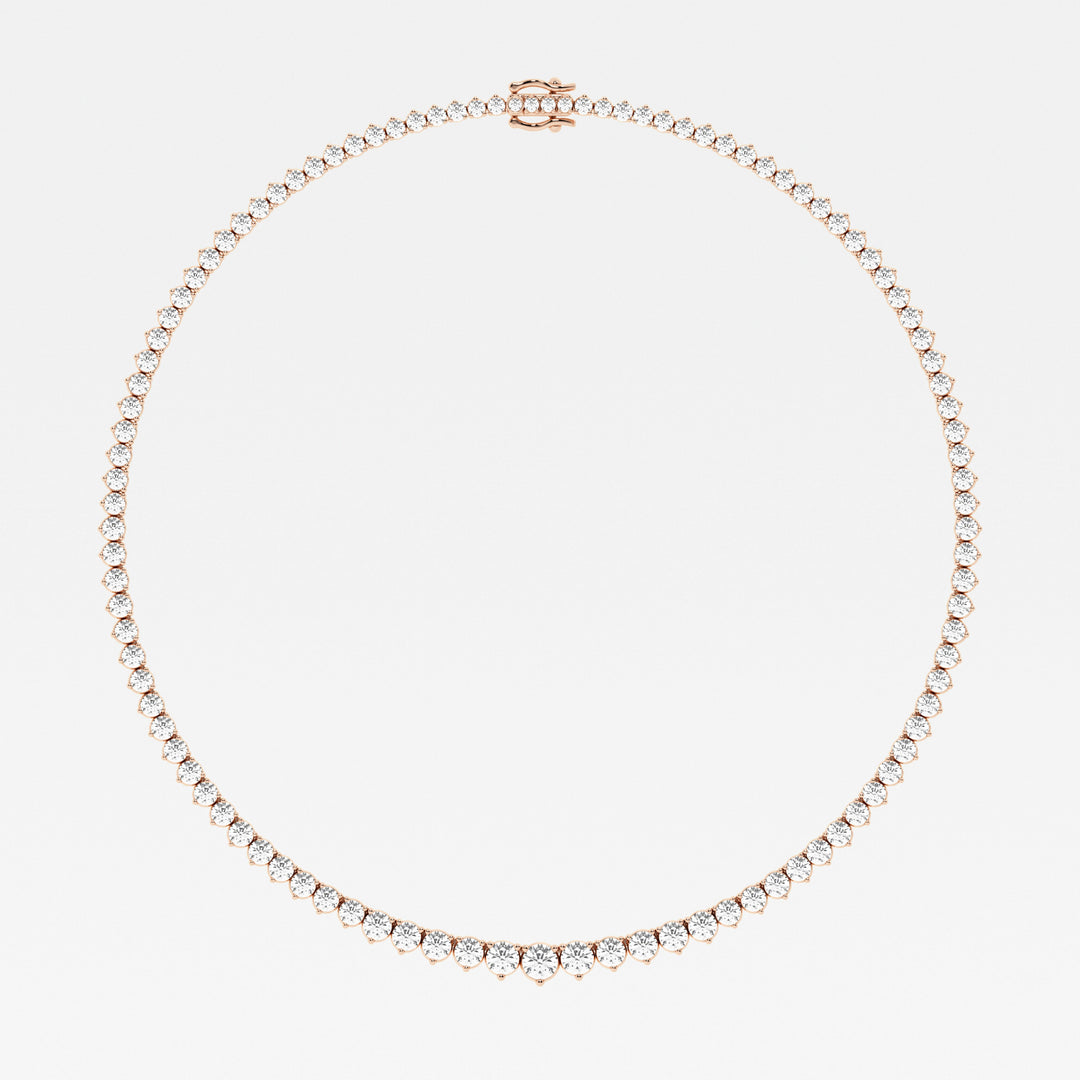 Round Cut Moissanite Riviera Diamond Tennis Necklace In White Gold