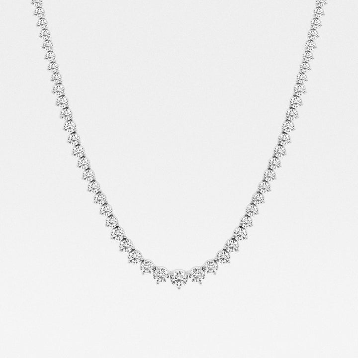 Round Cut Moissanite Riviera Diamond Tennis Necklace In White Gold