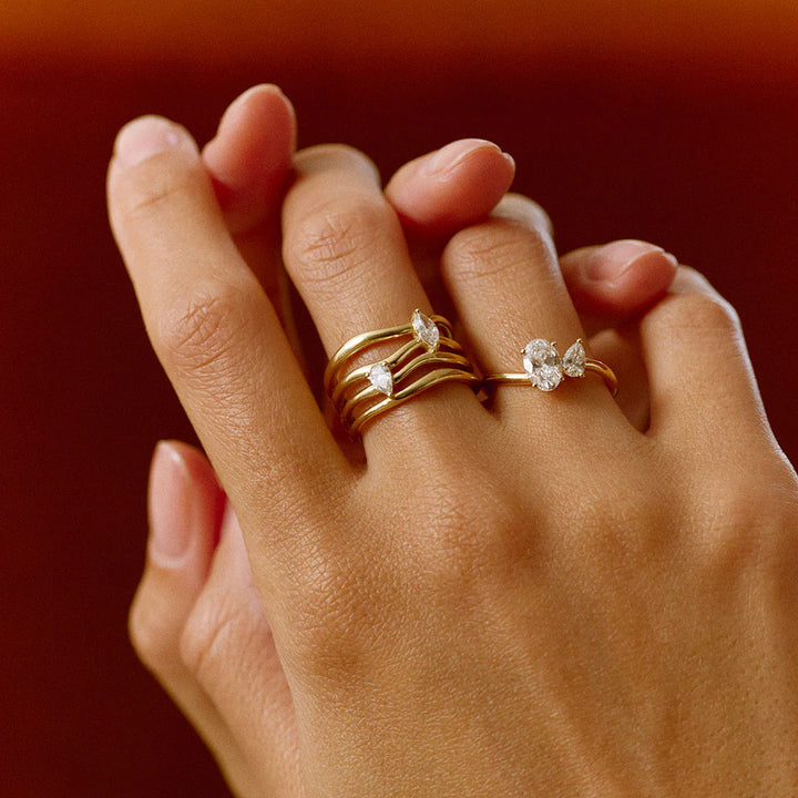 0.35TCW Marquise & Pear Cut Unique Engagement Ring For Her