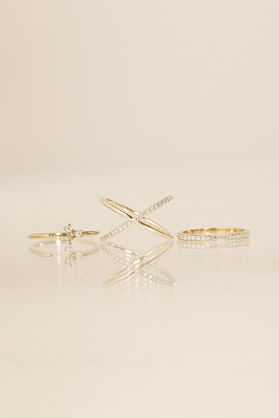 Criss Cross Moissanite Diamond Wedding Band in 14K Gold