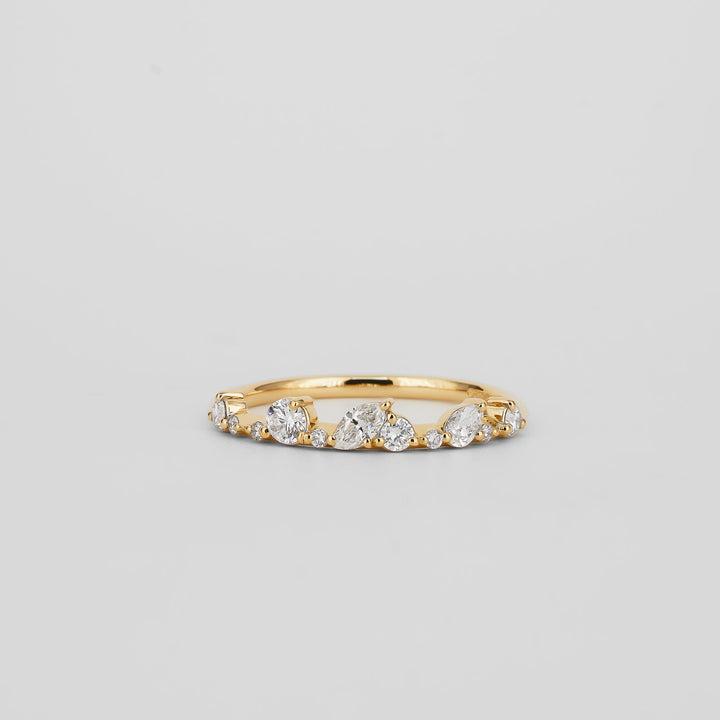 0.29 TCW Marquise,Pear & Round Lab Grown Diamond Cluster Wedding Band