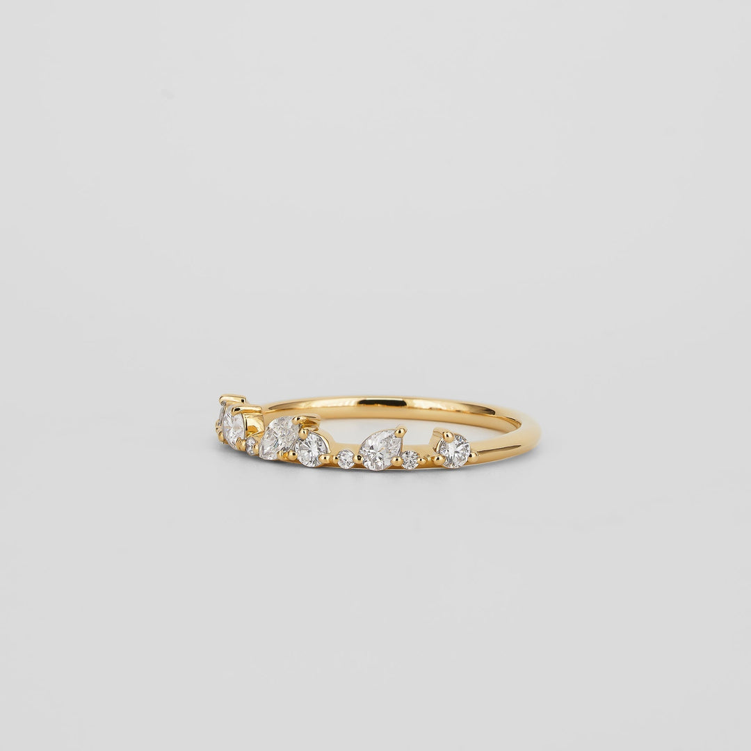 0.29 TCW Marquise,Pear & Round Lab Grown Diamond Cluster Wedding Band