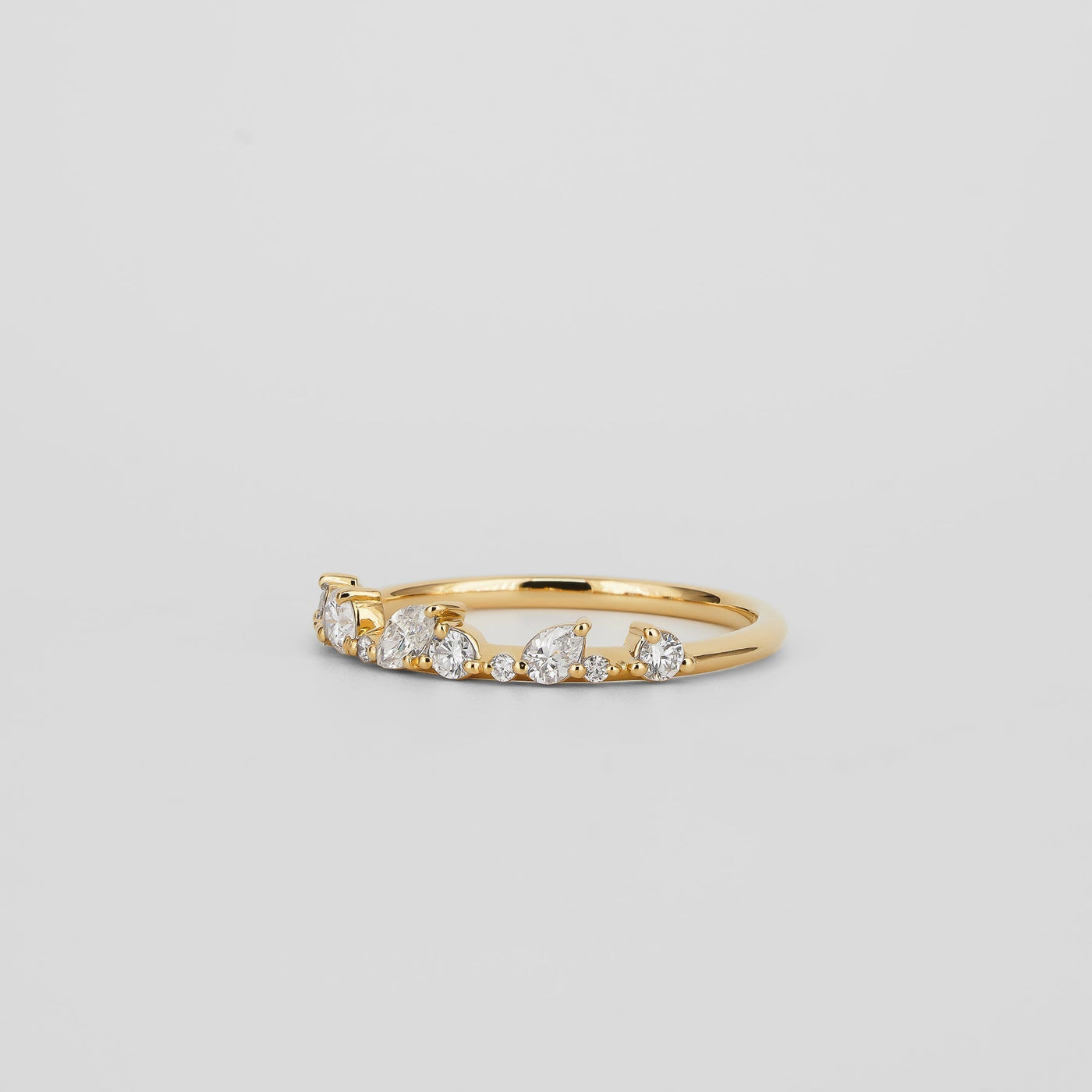 0.29 TCW Marquise,Pear & Round Lab Grown Diamond Cluster Wedding Band