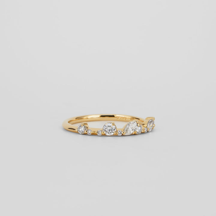 0.29 TCW Marquise,Pear & Round Lab Grown Diamond Cluster Wedding Band