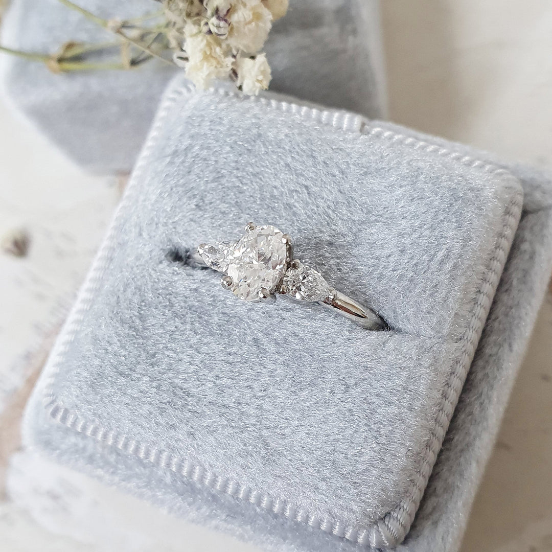 0.40 CT Oval Cut Three Stone Lab Grown Diamond Engagement Ring