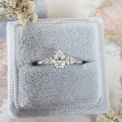 0.40 CT Oval Cut Three Stone Lab Grown Diamond Engagement Ring