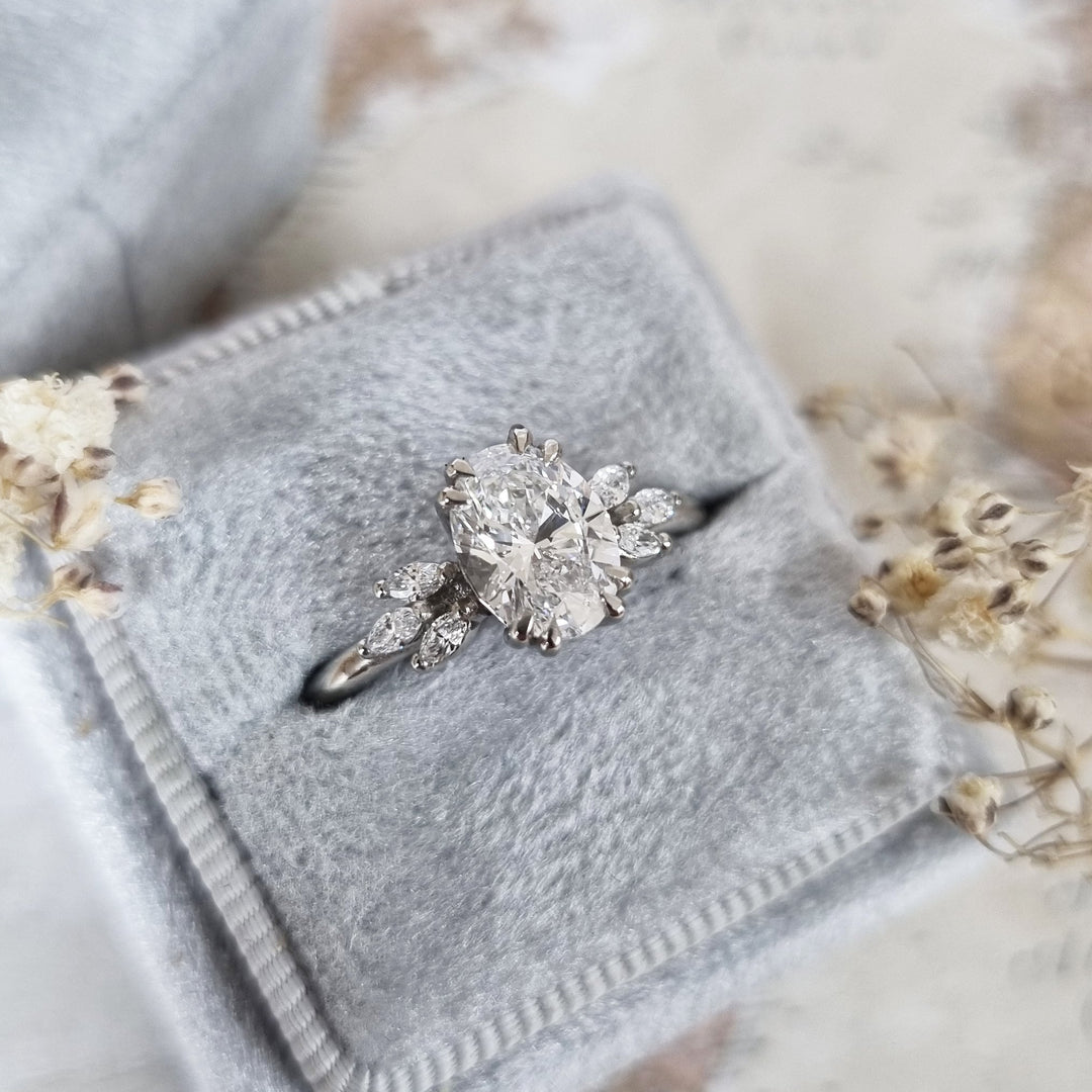 1.20-3.50 CT Oval Art Deco Style Lab Grown Diamond Engagement Ring