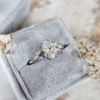 1.20-3.50 CT Oval Art Deco Style Lab Grown Diamond Engagement Ring