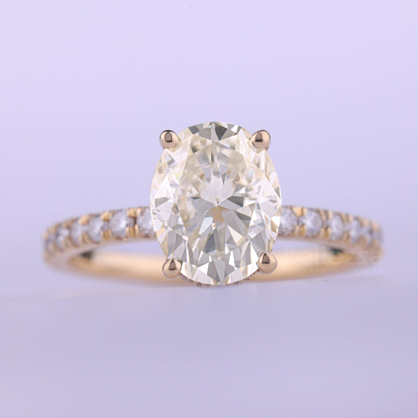 1.0CT Oval Cut Hidden Halo Moissanite Engagement Ring