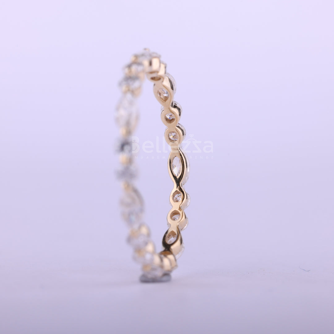 Round & Marquise Cut Full Eternity Moissanite Wedding Band