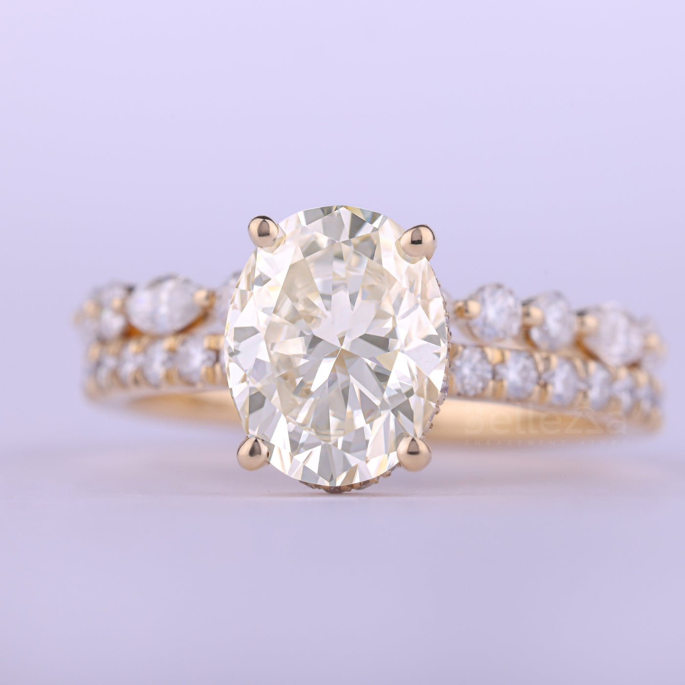 1.0CT Oval Cut Pave Setting Moissanite Engagement Ring Set