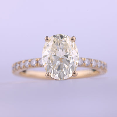 1.0CT Oval Cut Hidden Halo Moissanite Engagement Ring