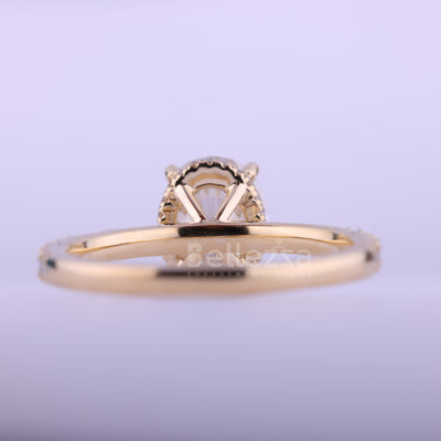 1.0CT Oval Cut Hidden Halo Moissanite Engagement Ring