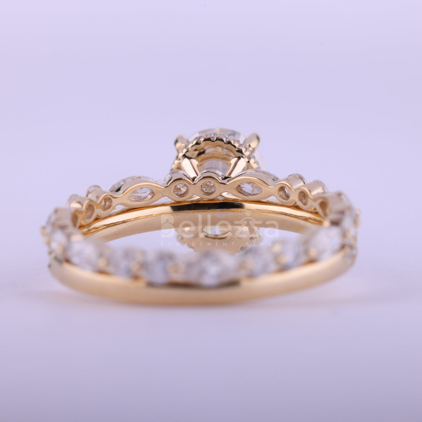 1.0CT Oval Cut Pave Setting Moissanite Engagement Ring Set