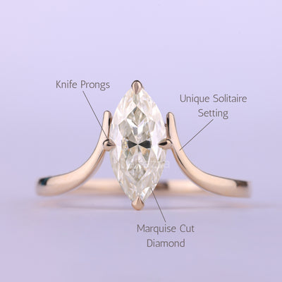 1.50CT Marquise Cut Diamond Unqiue Solitaire Engagement Ring