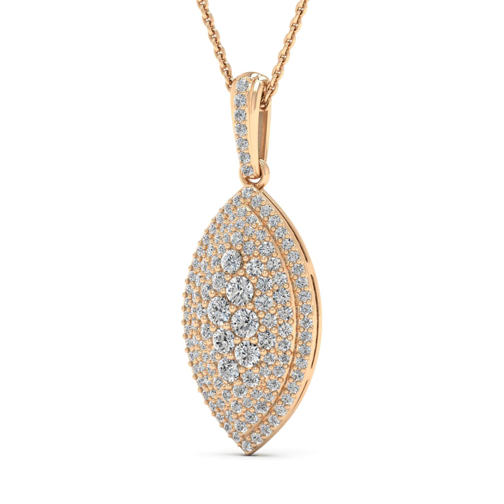 1.15CT Round Cut Diamond Moissanite Leaf Necklace In White Gold