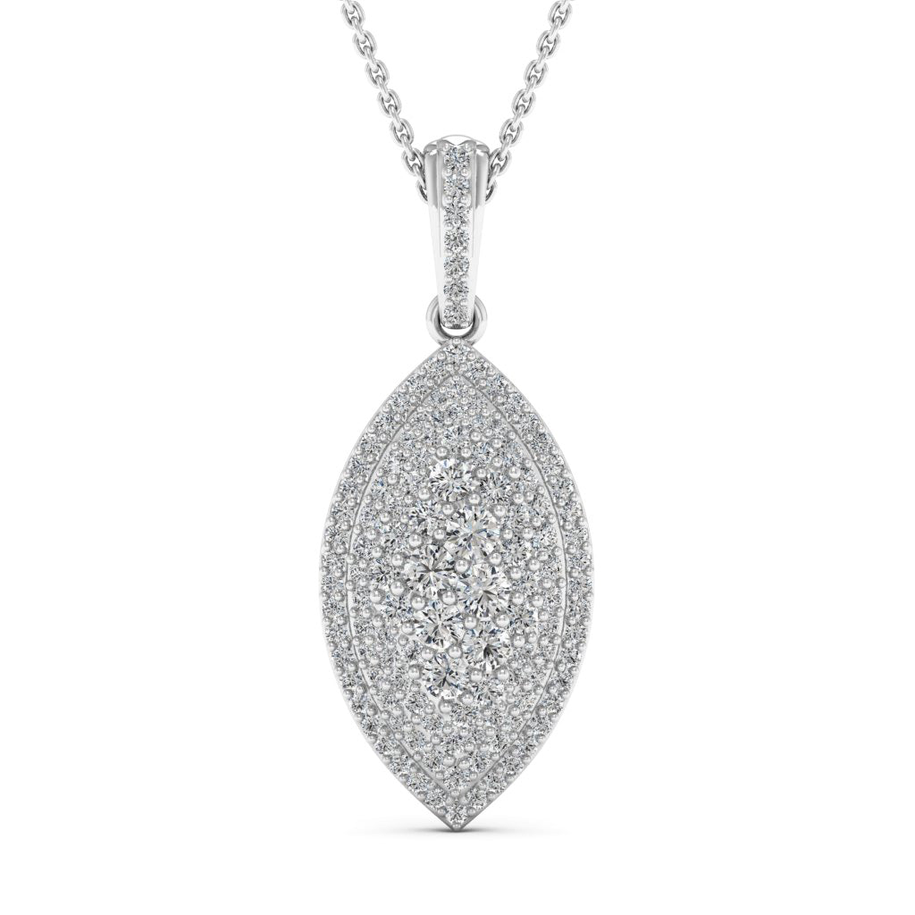 1.15CT Round Cut Diamond Moissanite Leaf Necklace In White Gold